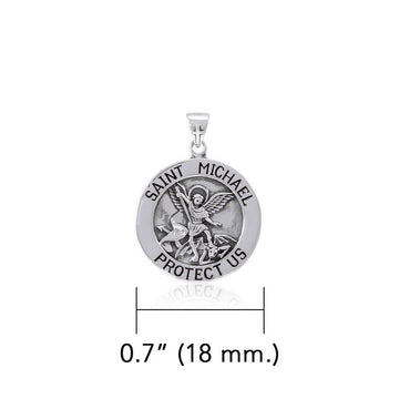Saint Michael Silver Pendant (Small 18 mm.) TPD5467 - Jewelry